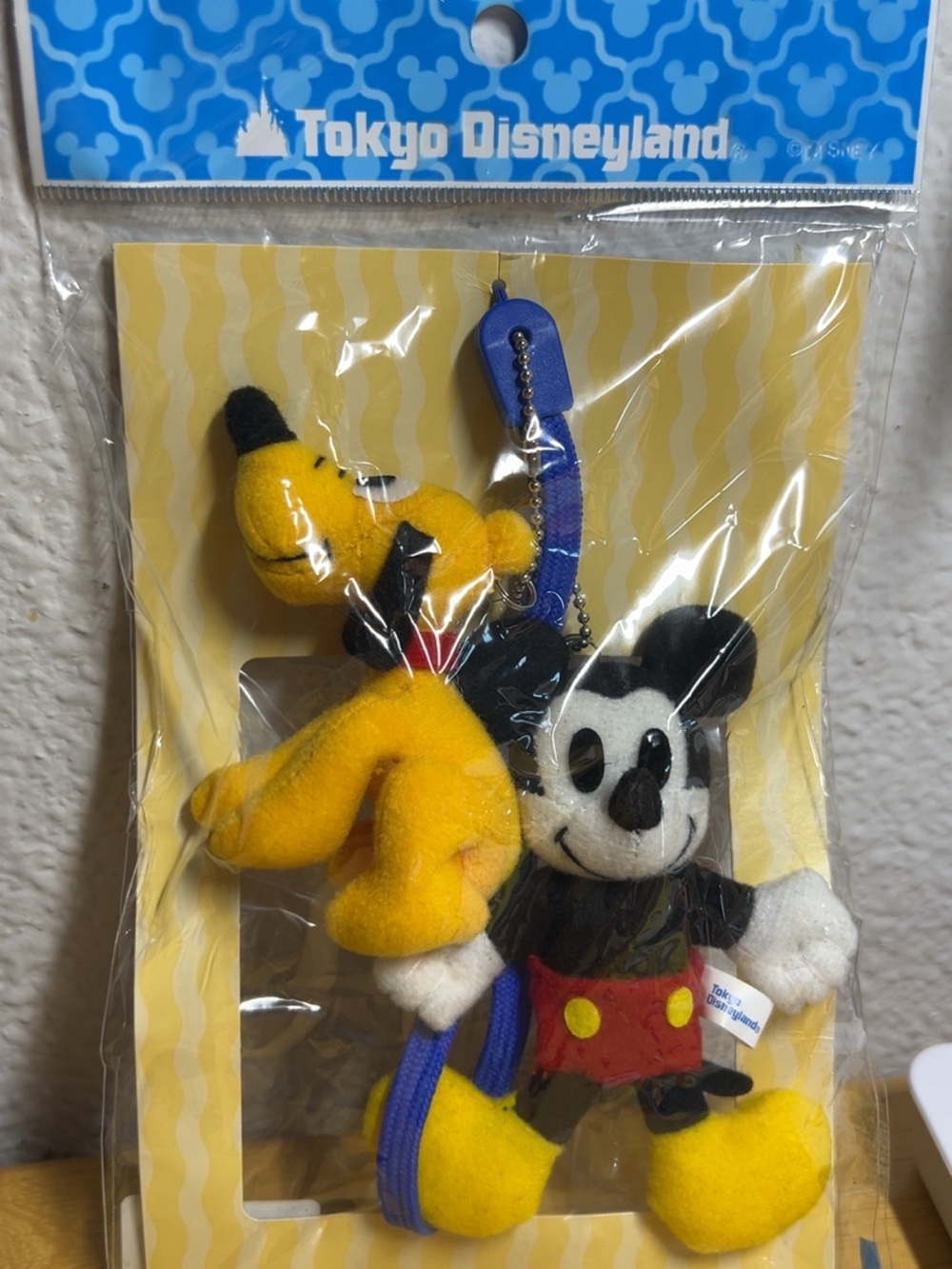 Tokyo Disney Yellow Pluto & Mickey Plush Keychain